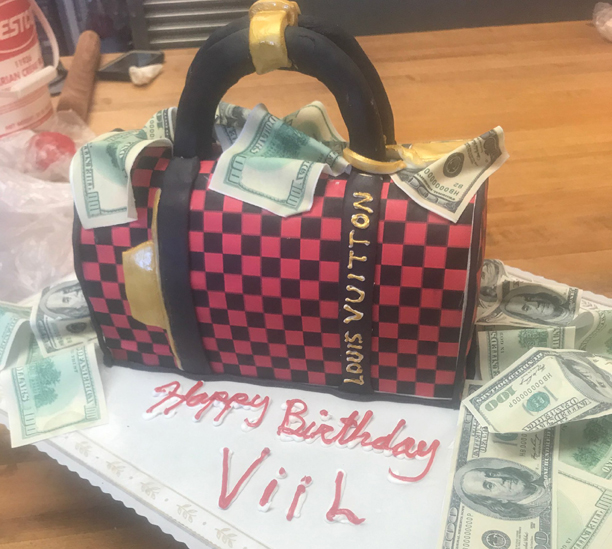 Purse with Money Sculptured Cake – Tiffany's Bakery